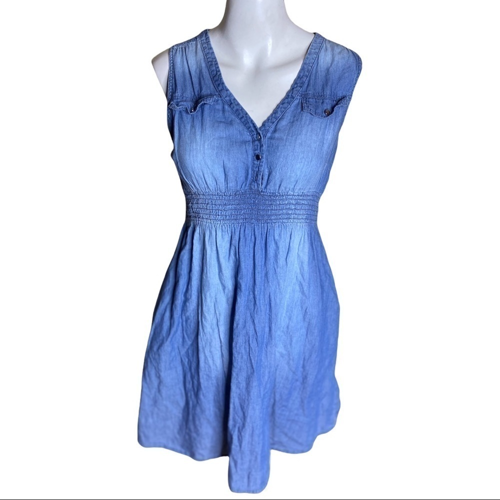 Mama* H & M Sleeveless Chambray Dress Size S